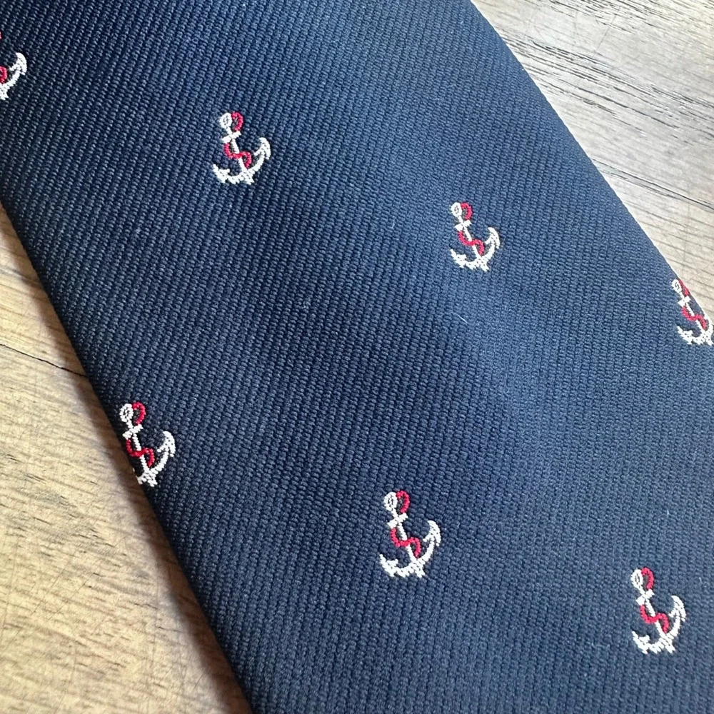 Commodore Uniform Co. Navy Blue Necktie Anchor Nautical Theme Menswear‎